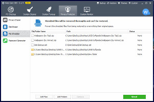 Showing the file shredder in WiseCare 365 Pro